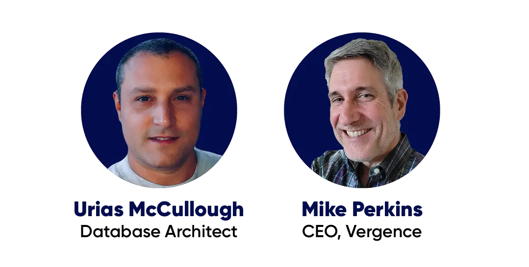 Comp & Coffee: Integrating Data panelists Urias McCullough, Data Architect, and Mike Perkins, CEO of Vergence