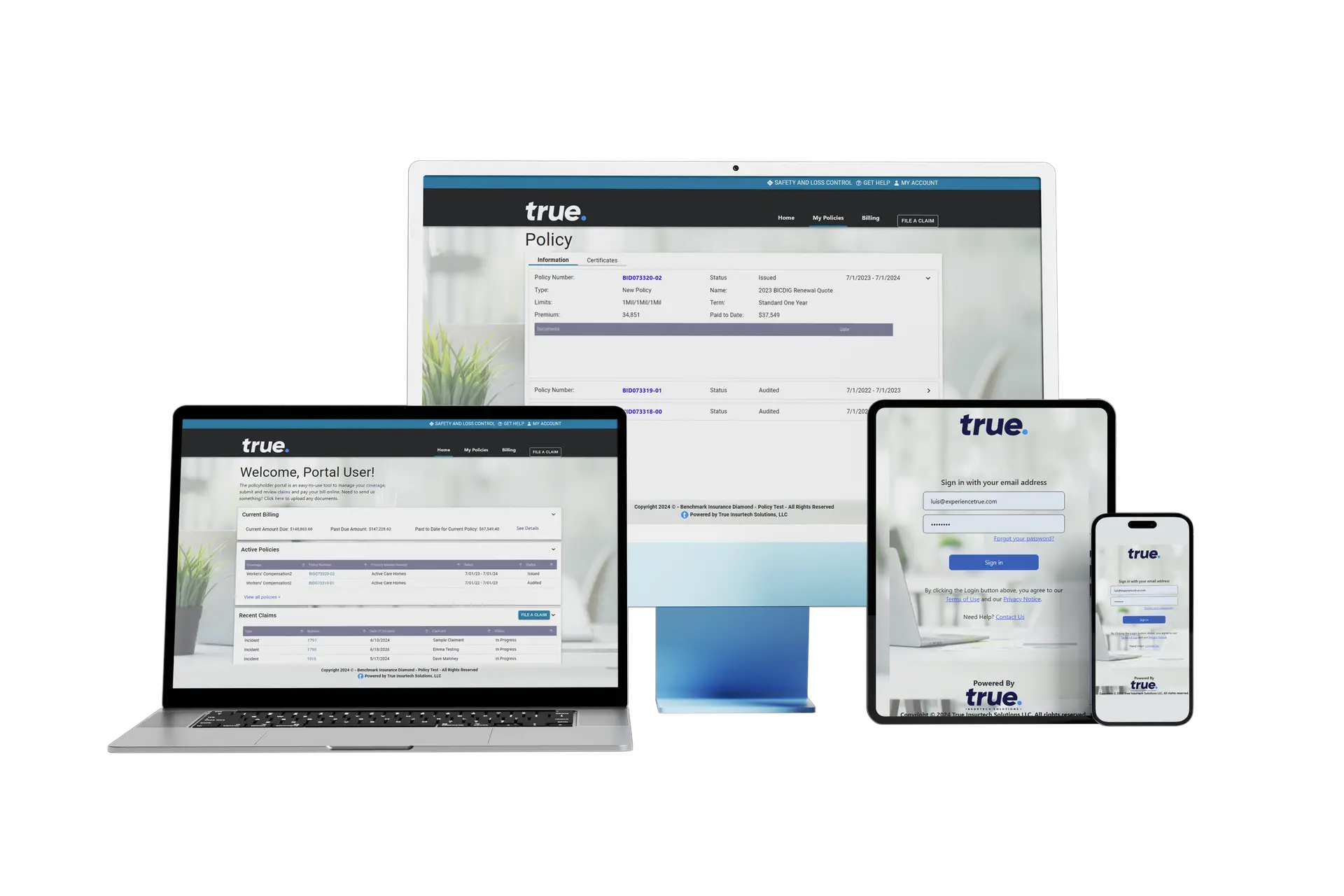 True app landing page