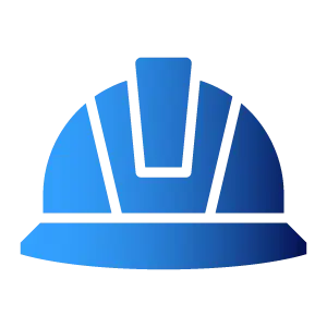 An icon of a construction hard hat, representing improved safety awareness for workers in high-heat industries through wearable monitoring devices. The icon features a clean, bold design with a blue gradient from the True brand palette.