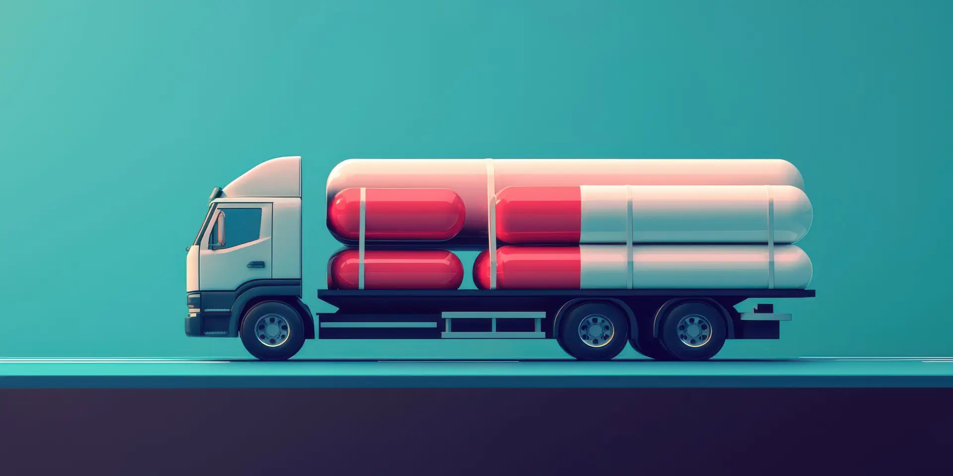 Image of an 18-wheeler hauling a shipment to represent the concept of shipping and distribution of pharmaceutical products.