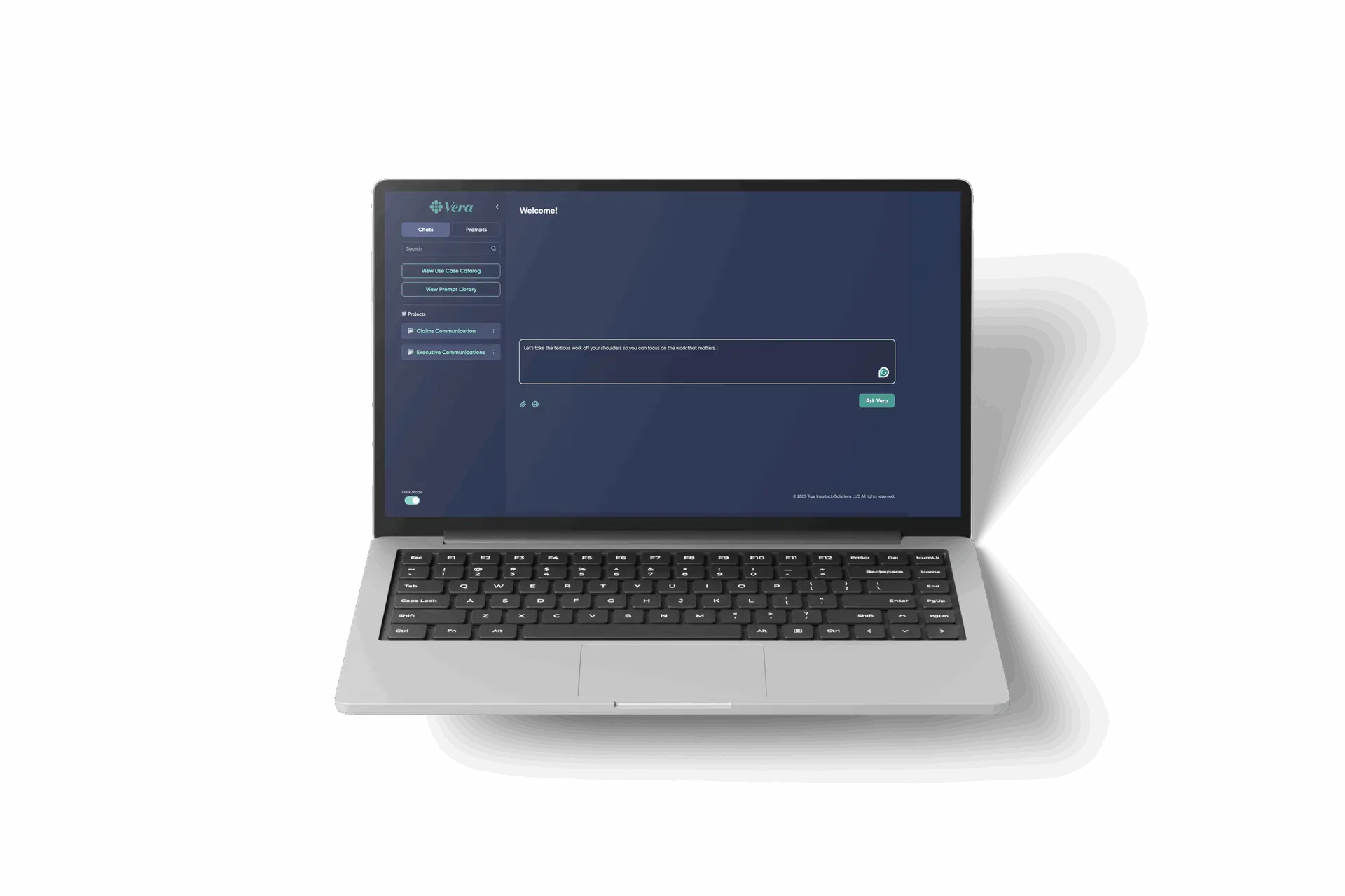 Laptop showing Vera by True demo screen